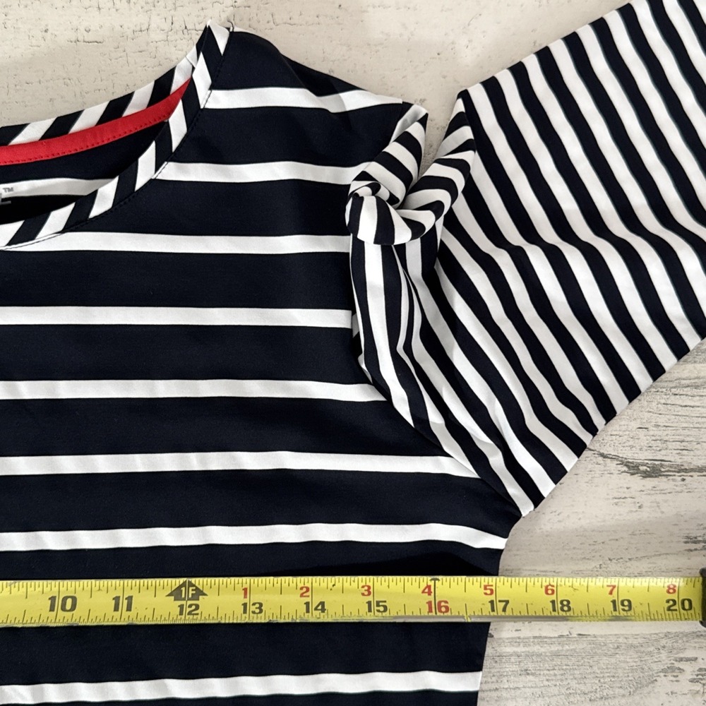 IBKUL Pullover Top Small Stripe Black &‎ White UPF 50 Long Sleeve Golf Tennis - Picture 5 of 8